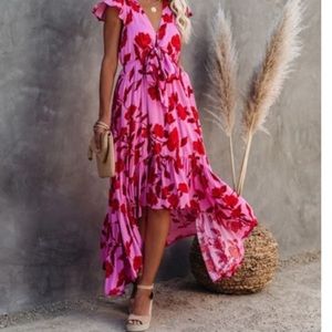 VICI HIGH LOW POCKETED TIE MAXI DRESS